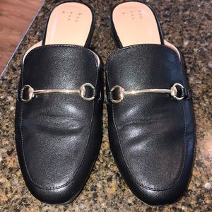 Black loafer slides